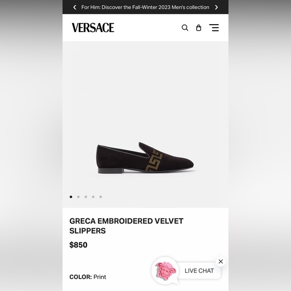 Brand new never used Versace Greca Embroidered Velvet Slipper.  Size 40(us7) main image 4